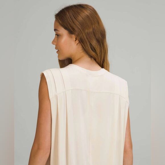 NWT New Lululemon Modal Pleated Shoulder Tank Top in White Opal Size 12 - Picture 4 of 10
